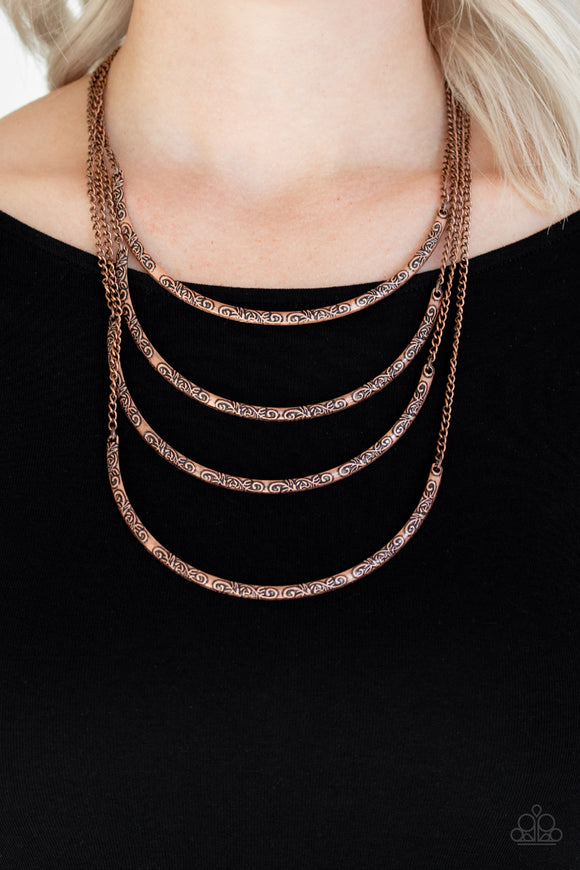 It Will Be Over Moon - Copper Paparazzi Necklace Set