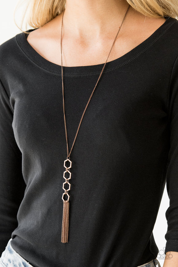 Ready, Set, GEO - Copper Paparazzi Necklace