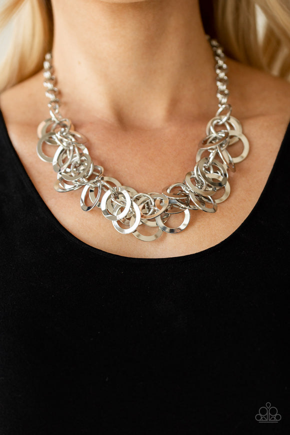 Ringing In The Bling - Silver Paparazzi Necklace Set