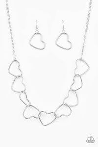 Unbreak My Heart - Silver Paparazzi Necklace