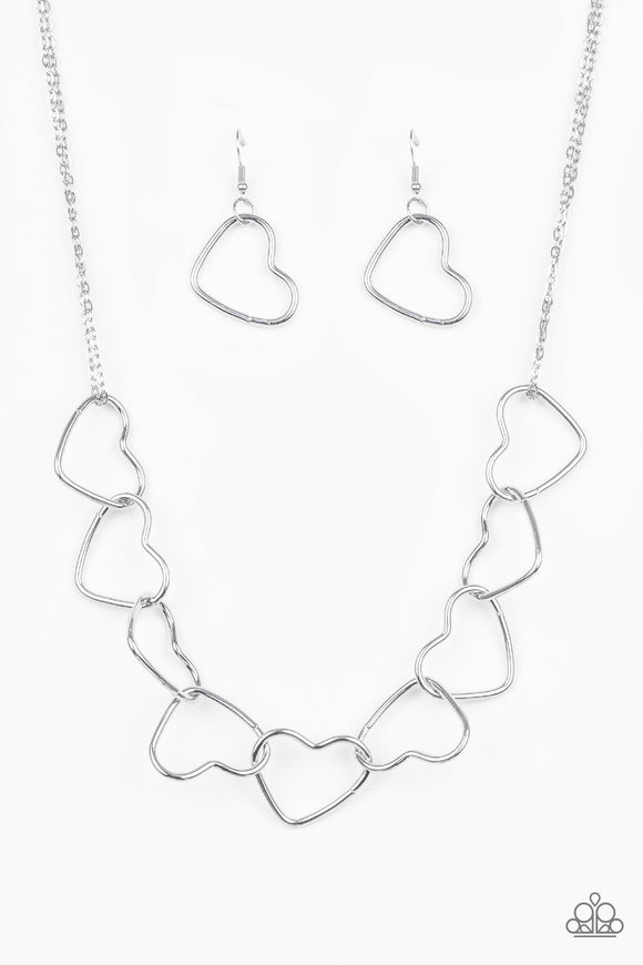 Unbreak My Heart - Silver Paparazzi Necklace