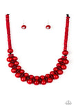 Caribbean Cover Girl - Red Wood Paparazzi Necklace Set