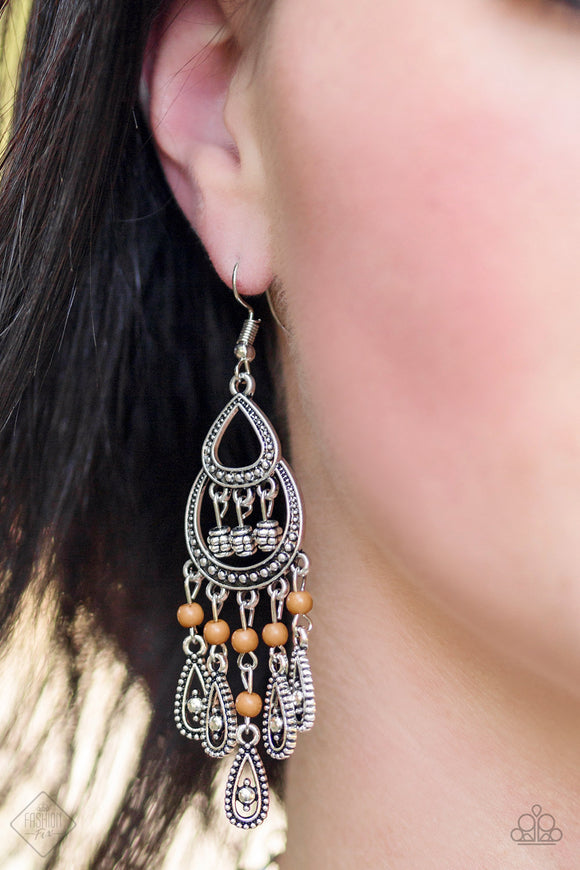 Eastern Excursion - Brown Paparazzi Earrings