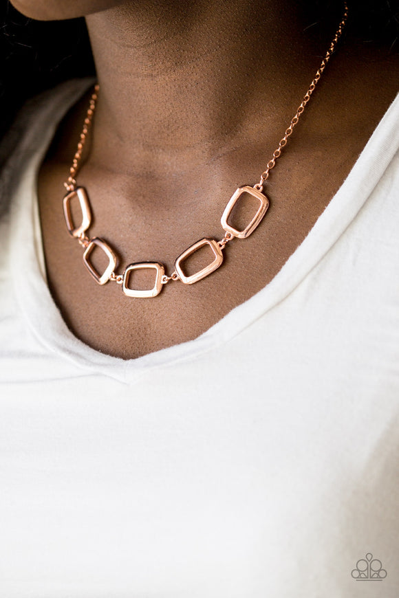 Gorgeously Geometric - Copper Paparazzi Necklace Set