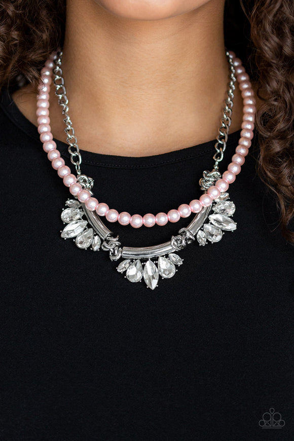 Bow Before The Queen Pearls - Pink Paparazzi Necklace