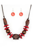 Pacific Paradise - Red Wood Paparazzi Necklace Set