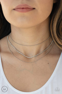 Battle of the Glitz - White Paparazzi Choker Necklace