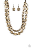 Ice Bank - Brass Paparazzi Necklace