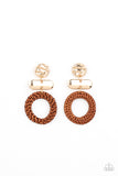 Woven Whimsicality Gold - Brown Paparazzi Earrings