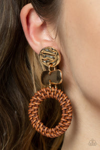 Woven Whimsicality Gold - Brown Paparazzi Earrings