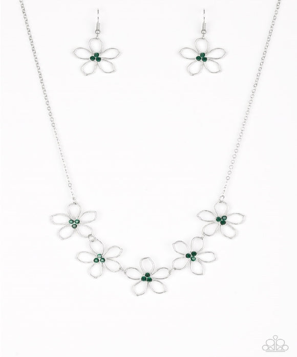 Hoppin Hibiscus - Green Paparazzi Necklace Set