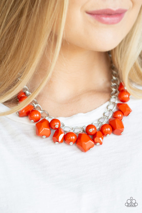 Gorgeously Globetrotter - Orange Paparazzi Necklace