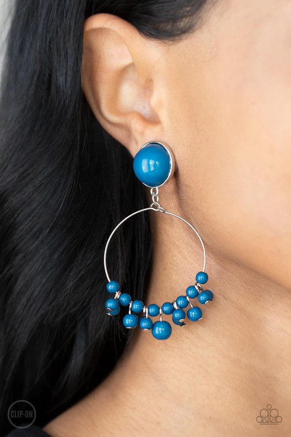 Cabaret Charm- Blue Clip-on Paparazzi Earrings