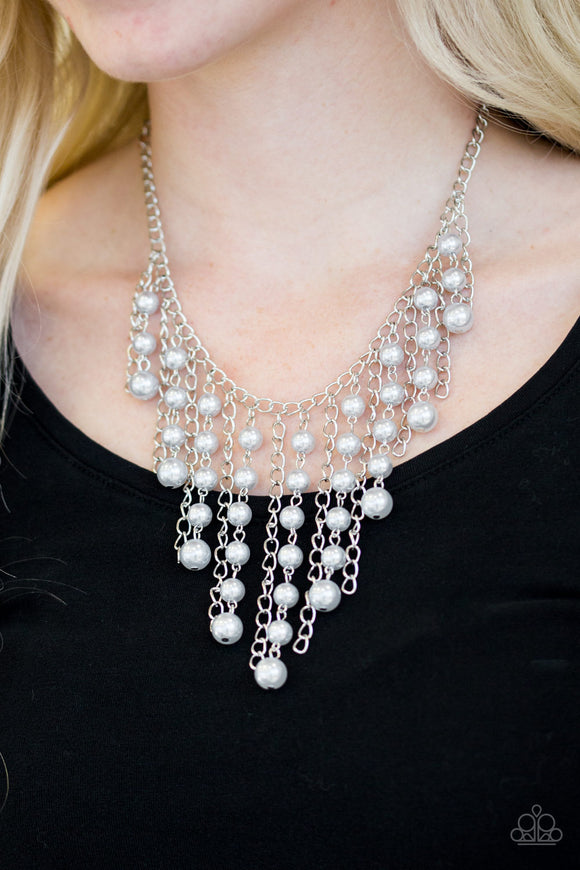 Stun Control Pearls - Silver Paparazzi Necklace