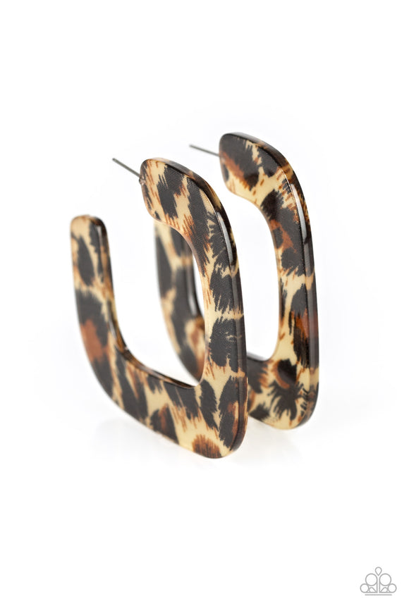 Cheetah Incognita - Brown Paparazzi Earrings