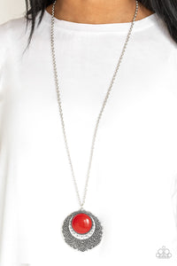 Medallion Meadow - Red Paparazzi Necklace