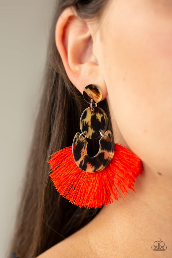 One Big Party ANIMAL - Red Paparazzi Earrings