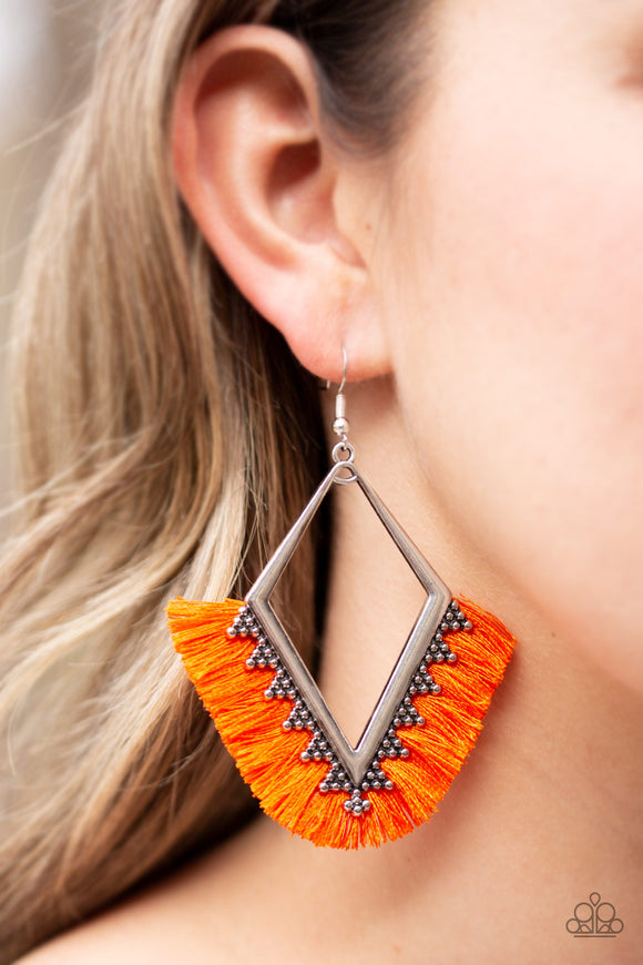 When In Peru - Orange Paparazzi Earrings