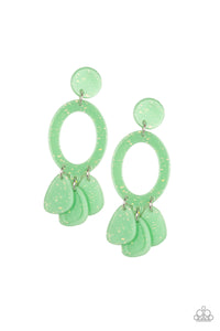 Sparkling Shores - Green Paparazzi Earrings