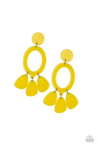 Sparkling Shores - Yellow Paparazzi Earrings