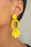 Sparkling Shores - Yellow Paparazzi Earrings