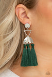 Tassel Trippin - Green Paparazzi Earrings