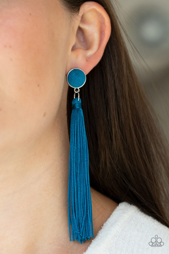 Tightrope Tassel - Blue Paparazzi Earrings