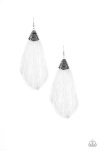 Tassel Temptress - White Paparazzi Earrings