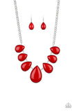 Drop Zone - Red Paparazzi Necklace