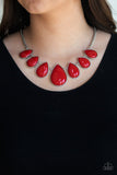 Drop Zone - Red Paparazzi Necklace