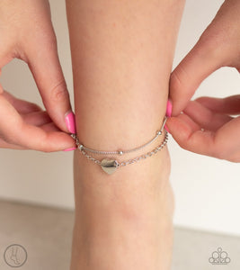 Ocean Heart - Silver Paparazzi Anklet