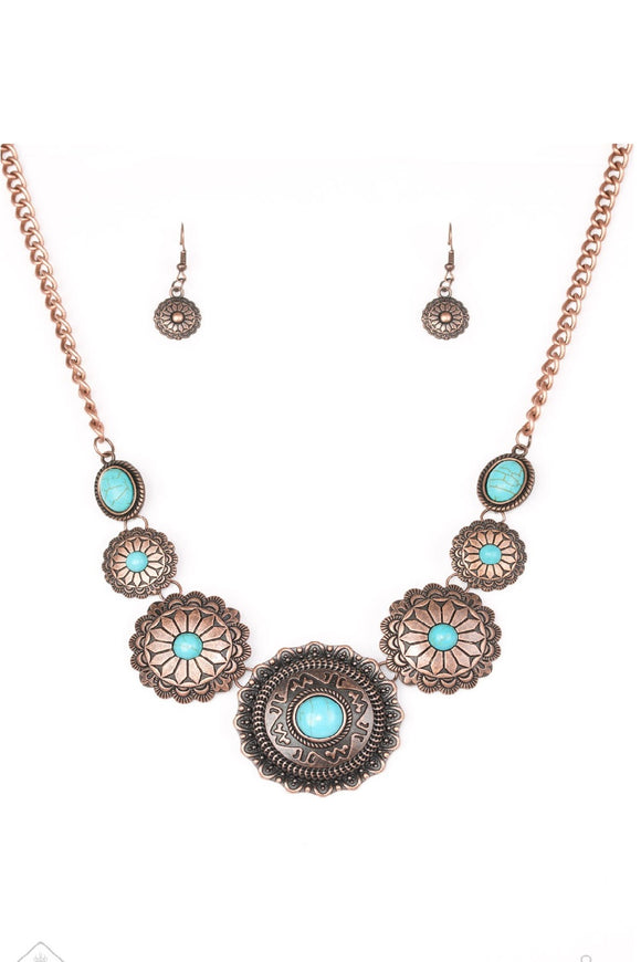 Mayan Marvel Copper - Blue Paparazzi Necklace Set