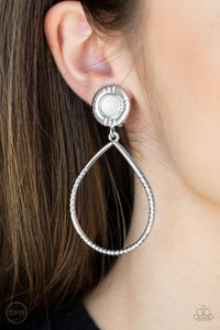 Fairytale Finish - White Clip-on Paparazzi Earrings