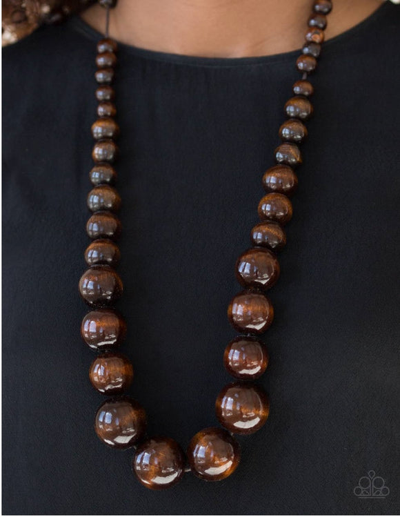 Effortlessly Everglades - Brown Wood Paparazzi Necklace Set