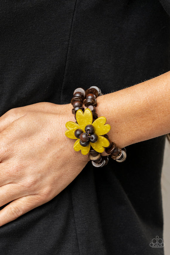 Tropical Flavor - Yellow Wood Paparazzi Bracelet