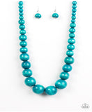 Effortlessly Everglades - Blue Wood Paparazzi Necklace