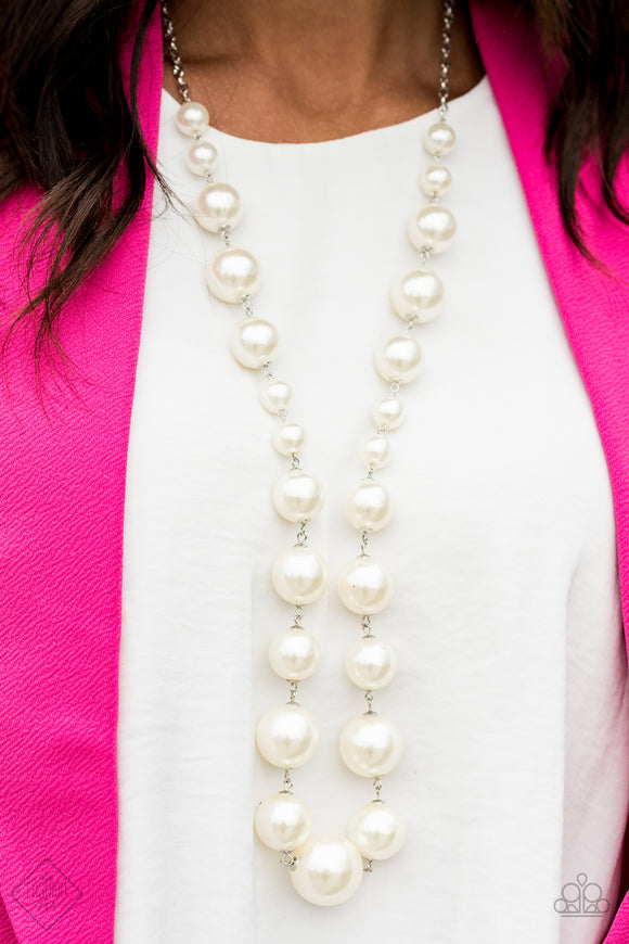 The Show Must Go On - White Paparazzi Necklace Set