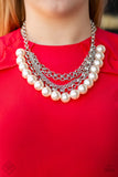 One Way WALL STREET - White Paparazzi Necklace Set