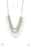 One Way WALL STREET - White Paparazzi Necklace Set