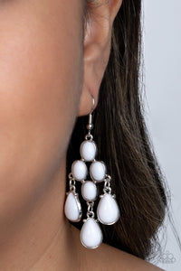 Feeling TIER-rific - White Paparazzi Earrings