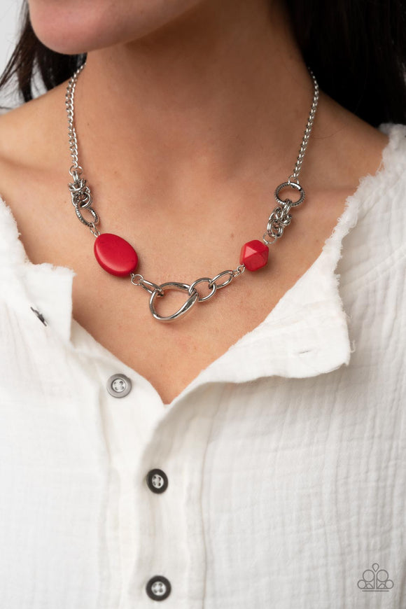 Sonoran Solo - Red Paparazzi Necklace Set