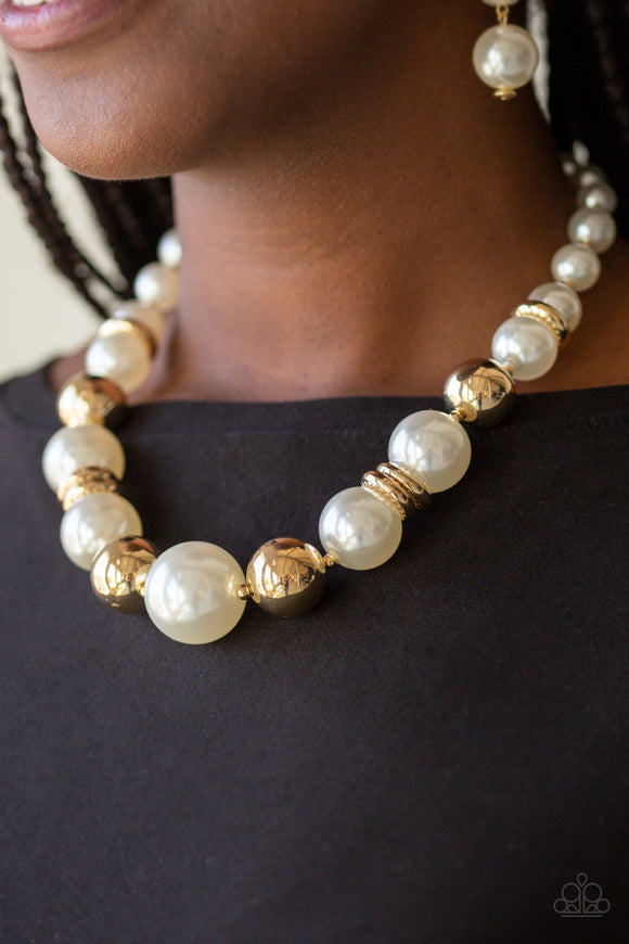 New York Nightlife Pearls - Gold Paparazzi Necklace Set