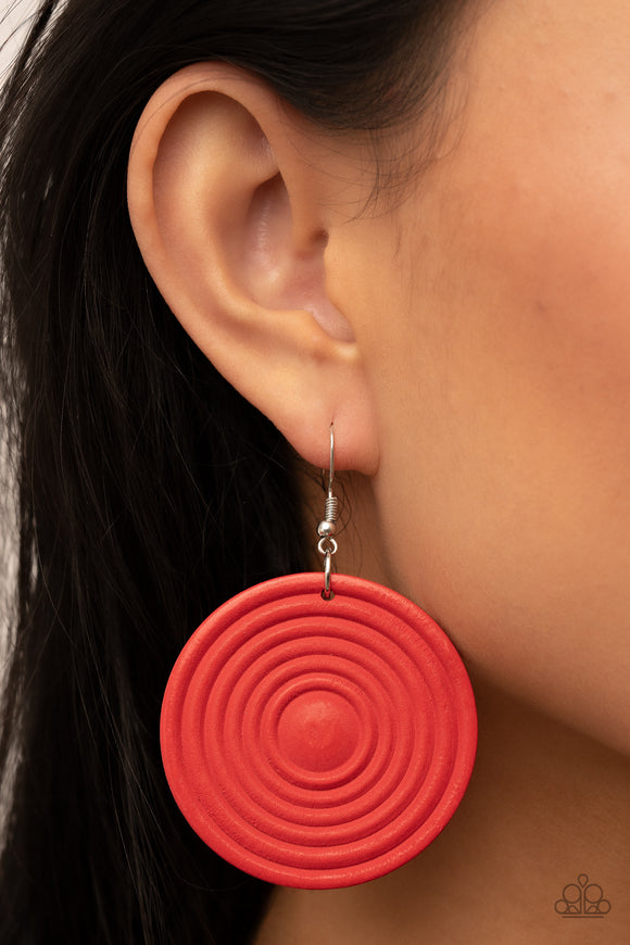 Caribbean Cymbal - Red Paparazzi Earrings