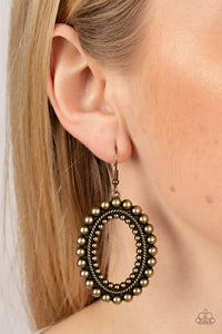 Homestead Hideaway - Brass Paparazzi Earrings