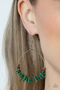 Hawaiian Kiss - Green Paparazzi Earrings