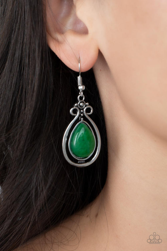 Mountain Mantra - Green Paparazzi Earrings