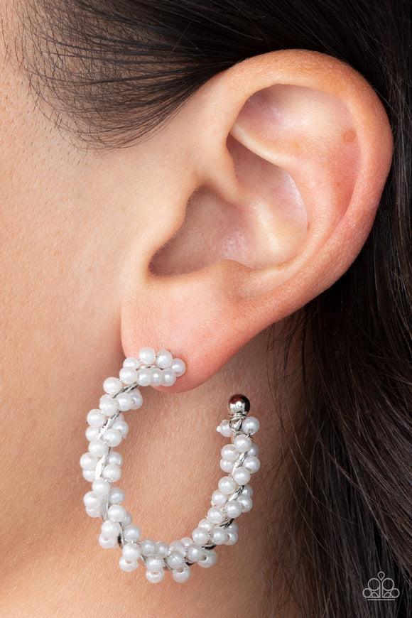 Yacht Royale - White Paparazzi Earrings