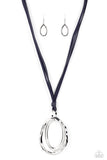 Long OVAL-due - Blue Paparazzi Necklace