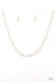 Royal Romance Gold Pearls - White Paparazzi Necklace Set