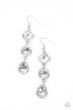 Reflective Rhinestones - White Paparazzi Earrings